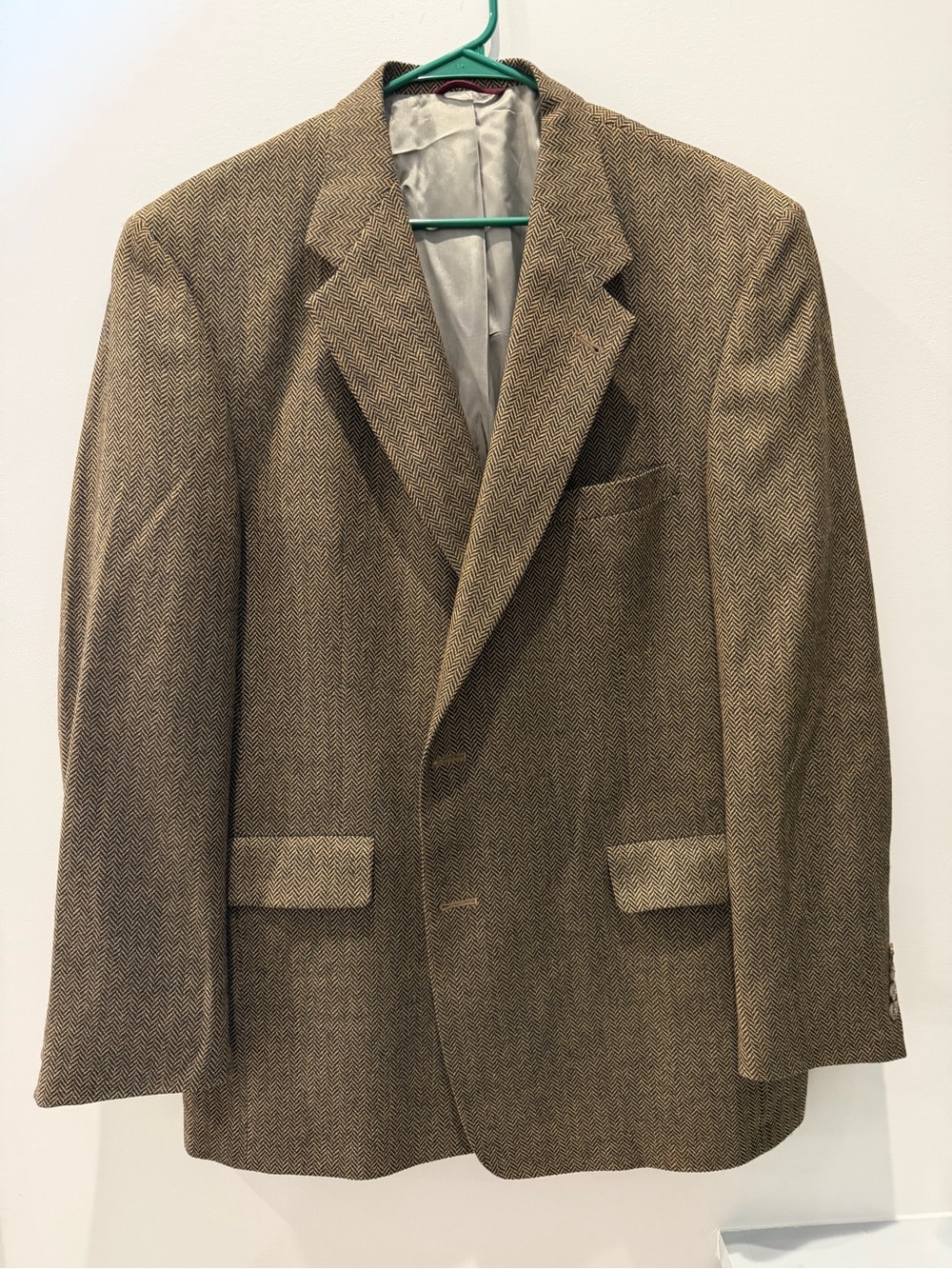 Hart Schaffner & Marx Men's Brown Herringbone wool Classic Blazer 48 long